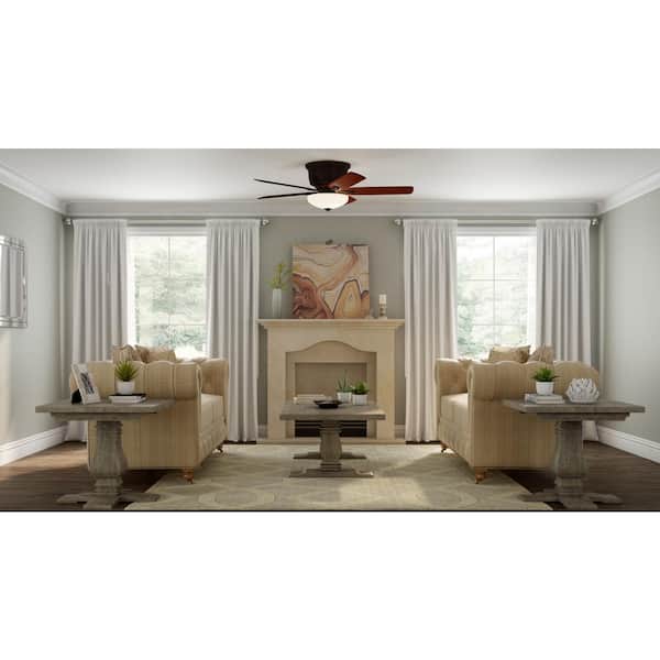 Hampton Bay Holly Springs Low Profile 52 in. LED Indoor Oil-Rubbed Bronze Ceiling Fan with Light Kit