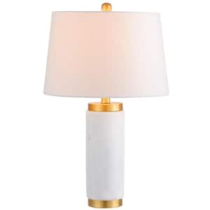 Adams 23 in. White/Brass Marble Table Lamp