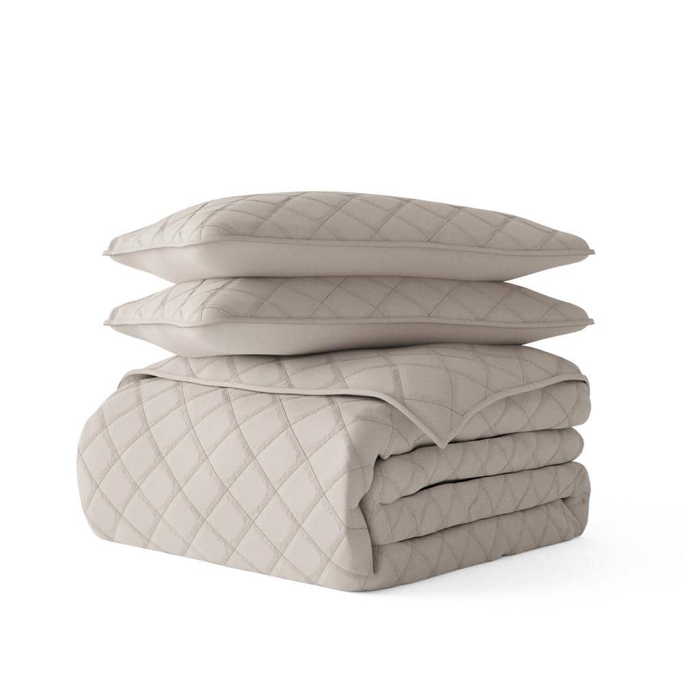 All Season 3-Pcs Diamond Stitch Microfiber Quilt Set with Shams price history on PriceWatchPro
