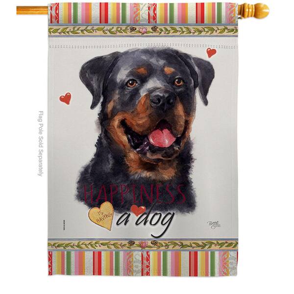 Breeze Decor 28 in. x 40 in. Rottweiler Happiness House Flag Double-Sided  Readable Both Sides Animals Dog Decorative HDH110214-BO - The Home Depot