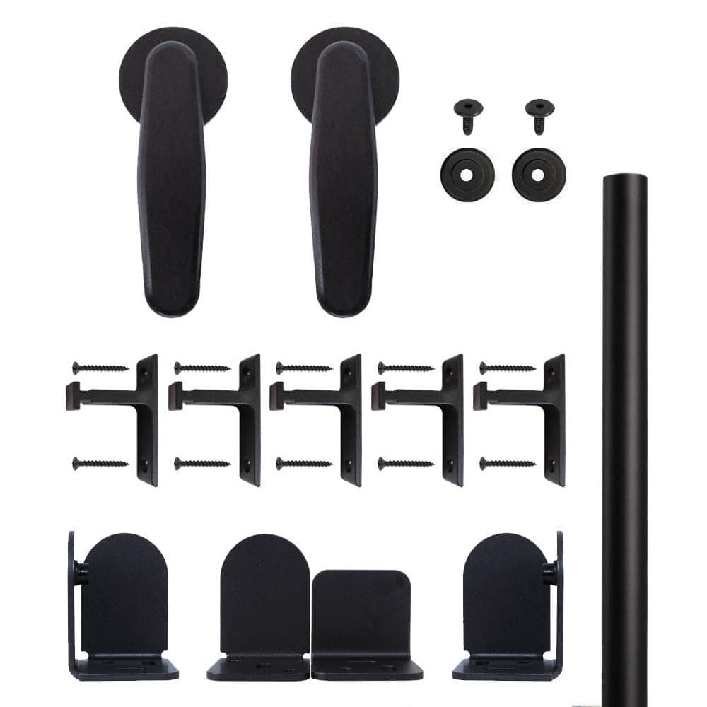 72 in. Vista Black Sliding Barn Door Round Track and Hardware Kit price history on PriceWatchPro