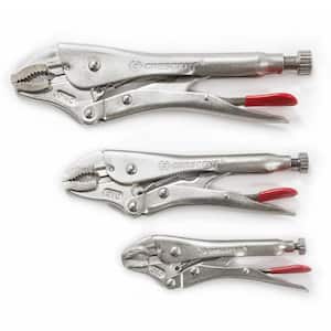 Curved Jaw Locking Plier Set with Wire Cutter and Hex Ready Adjusting Screw (3-Piece)