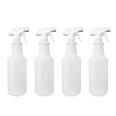 32 oz. All-Purpose Leak-Proof Plastic Spray Bottles with Adjustable No-Leak, Non-Clogging Nozzle (4-Pack)