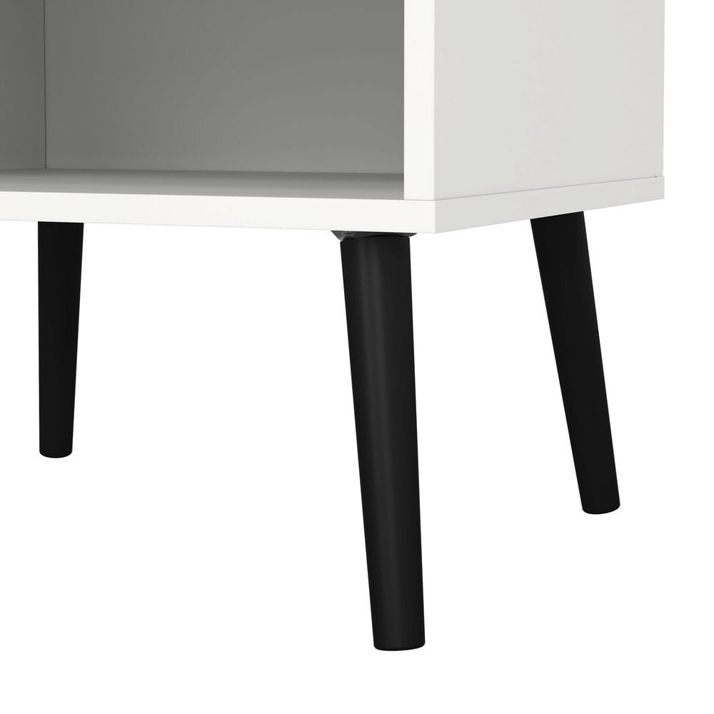 Diana Scandinavian Two-Tone White & Black Matte Nightstand with Drawer