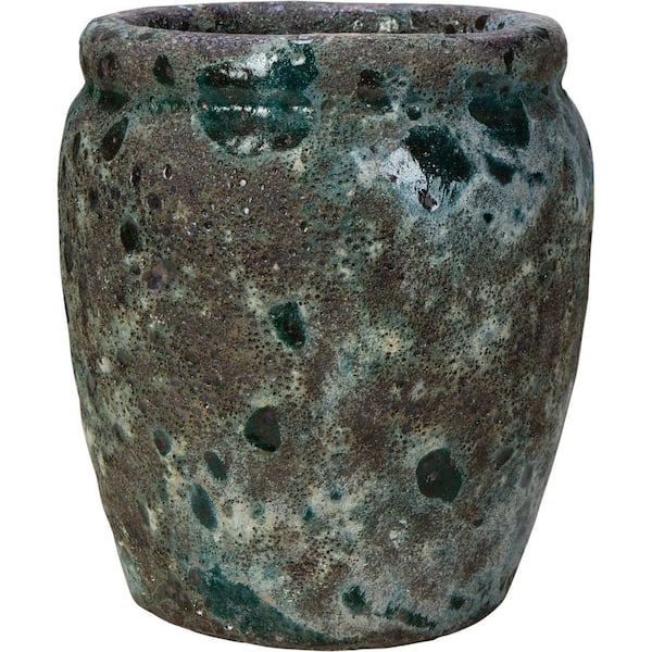 10 qt. Decorative Ceramic Planter Memory Jar - Volcanic Rust over