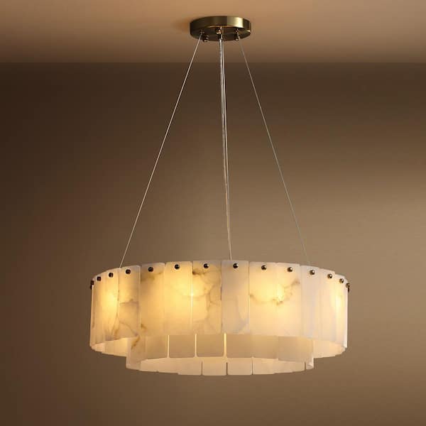 18-Light LED Gold Modern Adjustable Staircase High Ceiling Chandelier for Foyer Entryway Dining Room