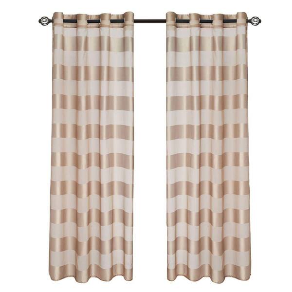 Lavish Home Taupe Sofia Grommet Curtain Panel, 95 in. Length