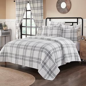 Black Plaid Farmhouse King Cotton Coverlet