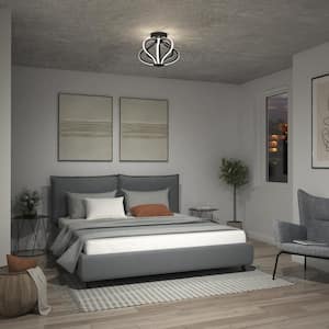 Meridian 12 in. 1-Light Modern Black Integrated LED Flush Mount Ceiling Light Fixture for Kitchen or Bedroom