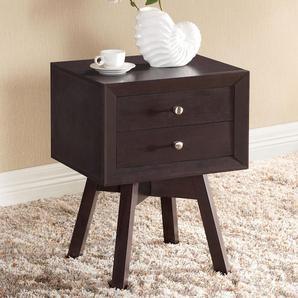 Baxton Studio Morgan 2 Drawer Dark Brown Nightstand 28862 4358 HD