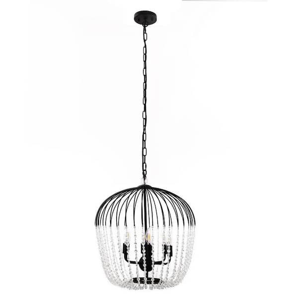6-Light Modern Black Branch Chandelier with E12 Sockets, Adjustable Pendant Lighting for Dining Room and Living Room