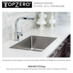 Undermount Stainless Steel 32 in. Single Bowl Kitchen Sink with Rimless Edge