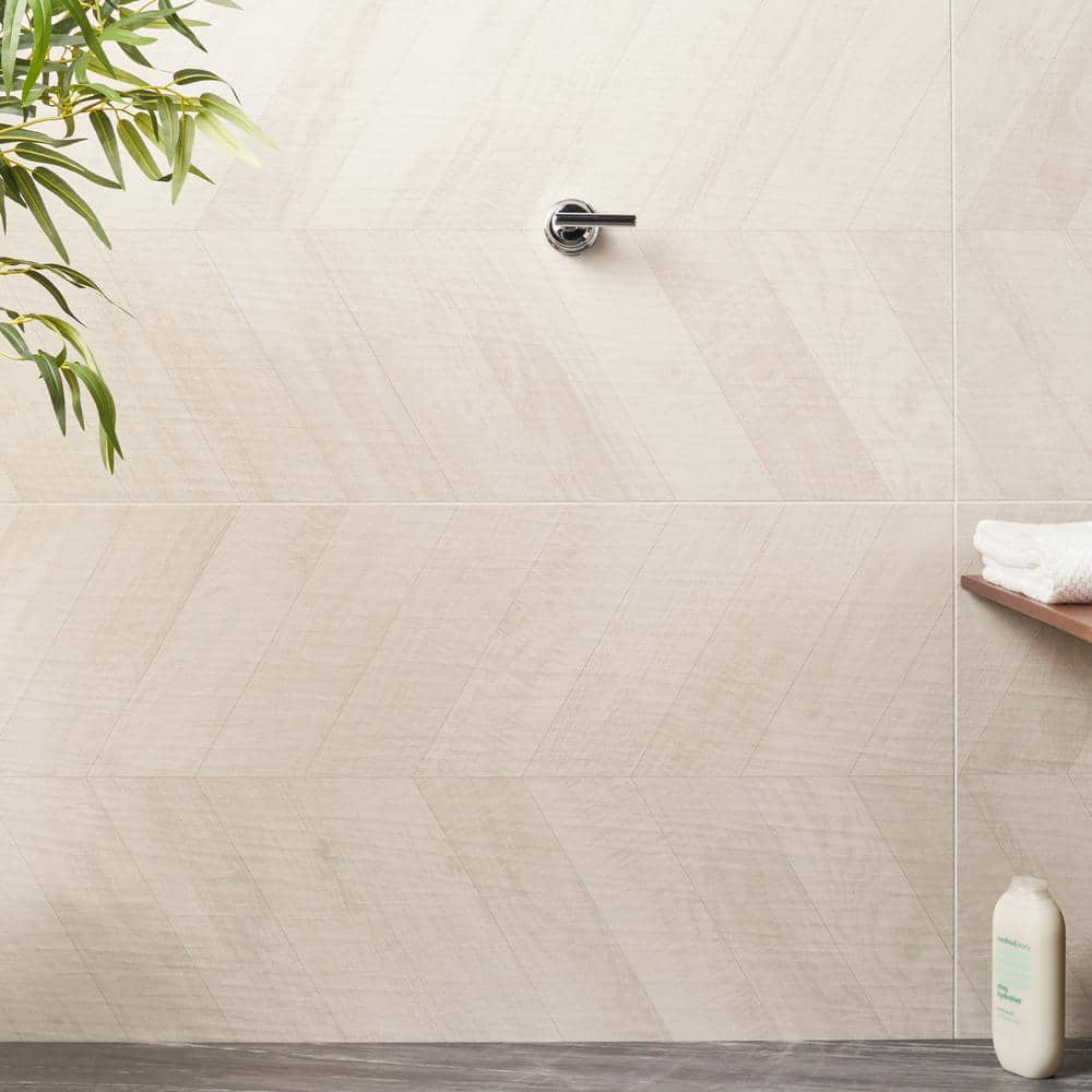 Montgomery Chevron White Matte Porcelain Large Format Tile