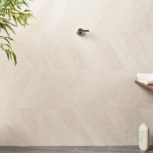 Montgomery Chevron White 24 in. x 48 in. Matte Porcelain Floor and Wall Tile (15.49 sq. ft./Case)