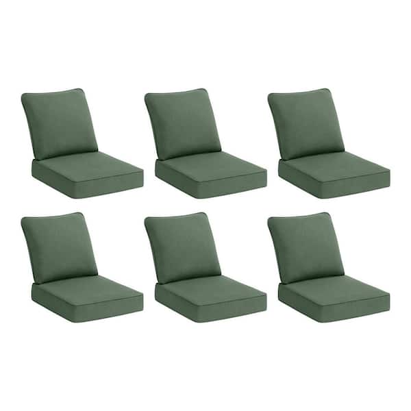 Hampton Bay 24 in. W x 24 in. D Cushionguard Deep Seat Universal Outdoor Cushion in Endive (Set of 6)