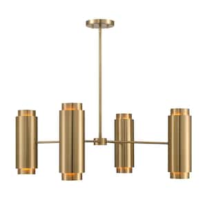 Breegan Jane by Savoy House Lio 8-Light Noble Brass Chandelier with Metal Cylinder Shades