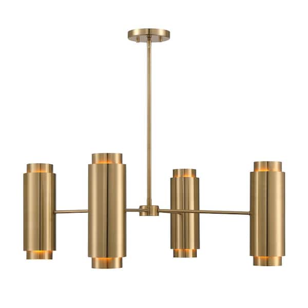 Savoy House Breegan Jane by Savoy House Lio 8-Light Noble Brass Chandelier with Metal Cylinder Shades