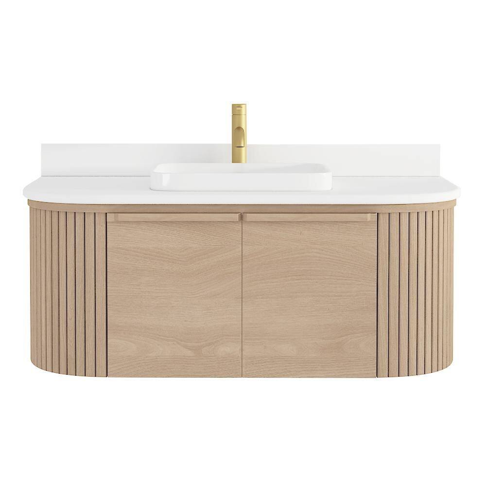 Blake 49 in. Single Sink Natural Teak Bath Vanity with White Engineered Stone Top (Assembled) price history on PriceWatchPro