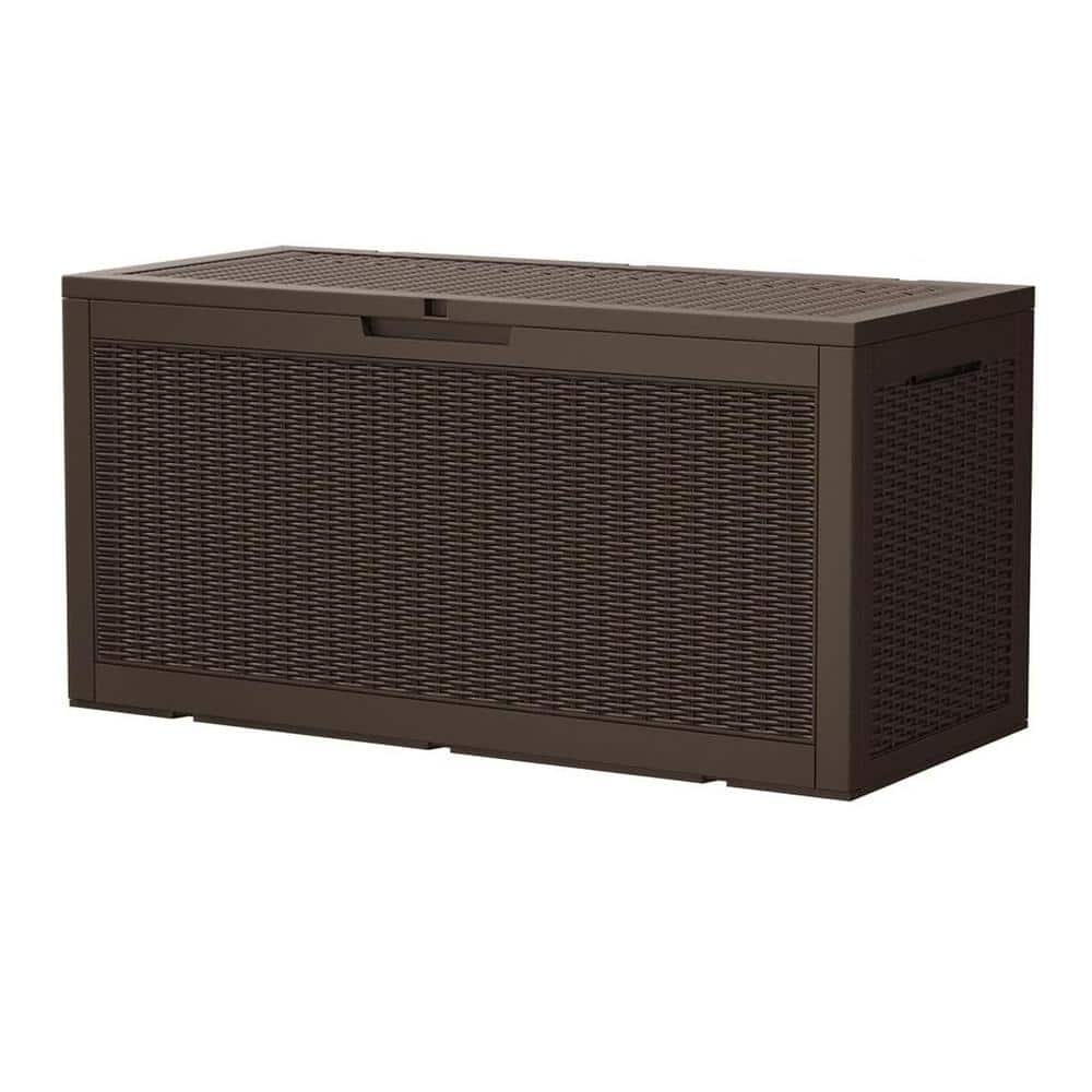 95 Gal. Large Dark Brown Resin Waterproof Deck Box with Lockable Lid