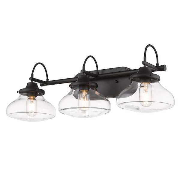 Golden Lighting Nash 28.5 in. 3-Light Matte Black Vanity Light