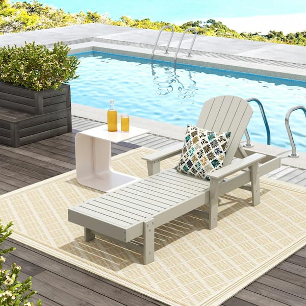 WESTIN OUTDOOR Altura Sand HDPE Plastic Outdoor Adjustable Backrest Adirondack Chaise Lounger With Armrest