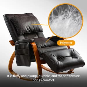 Dark Brown PU Upholstery Comfortable Relax Rocking Chair with Massage Function