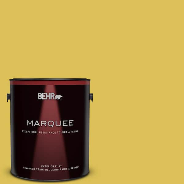 BEHR MARQUEE 1 gal. #P320-6 Sulfur Yellow Flat Exterior Paint & Primer