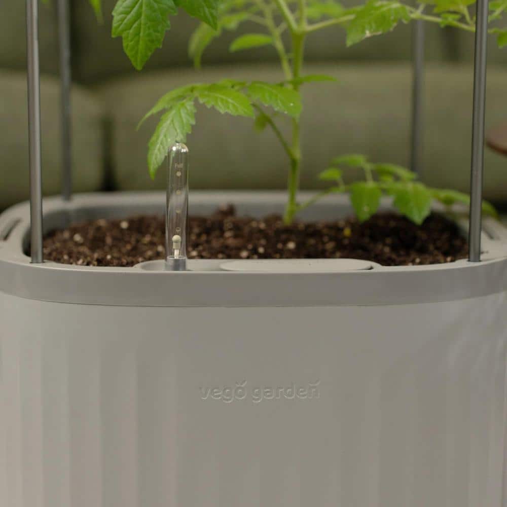 Fog Gray Self-Watering Indoor Outdoor Planter with Trellis