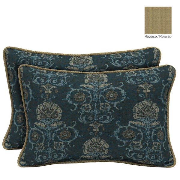 Bombay Outdoors Anatolia Blue/Kenya Reversible Lumbar Outdoor Throw Pillow (2-Pack)