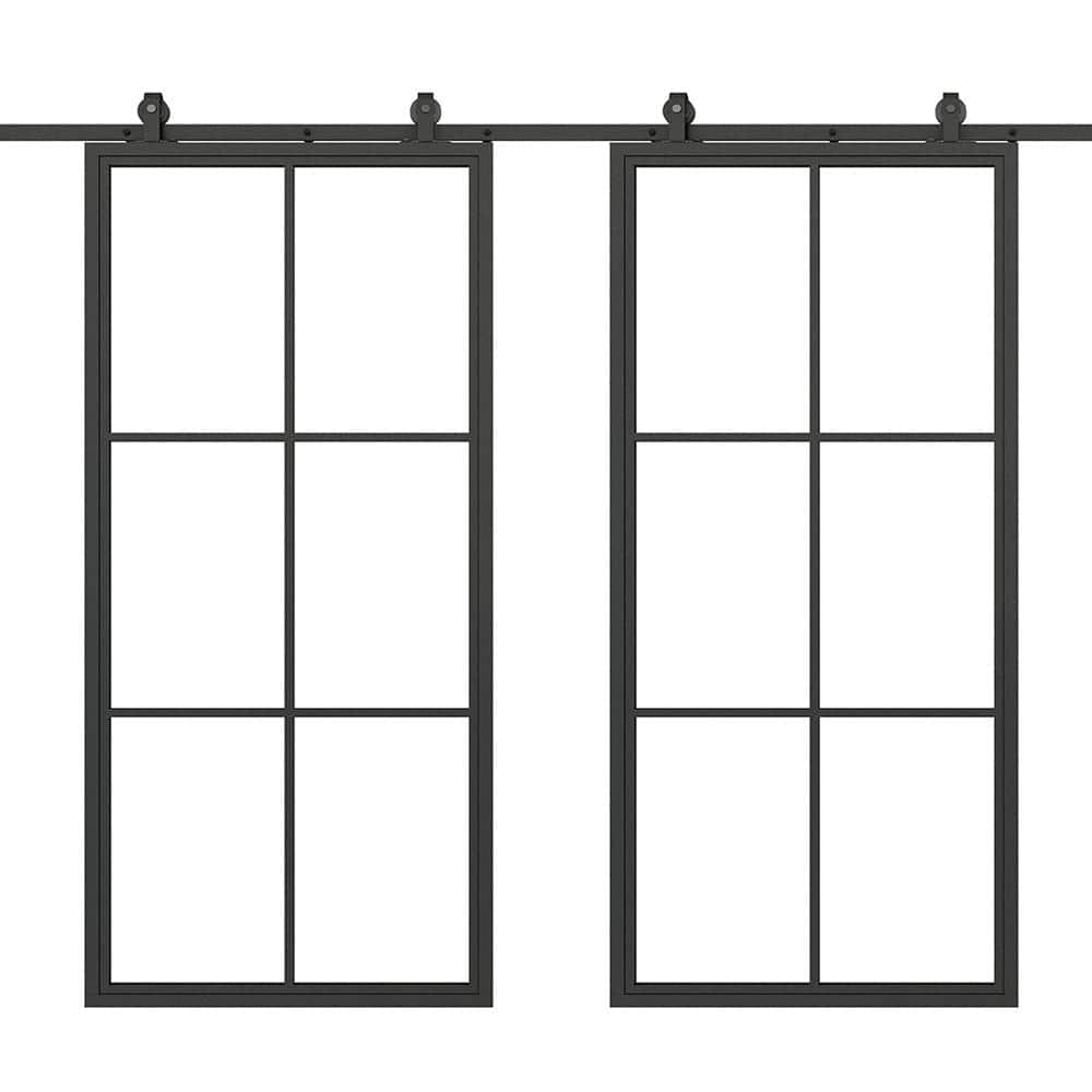 Reviews for CALHOME 72 in. x 84 in. 6-Lite Clear Glass Black Aluminum ...