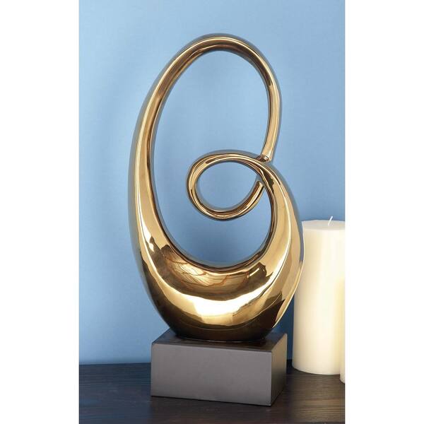 Litton Lane 21 in. x 10 in. Abstract Looping Sculpture in Golden Polystone