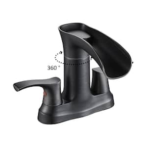 4 in. Centerset Double-Handle High Arc Bathroom Faucet with Valve Included in Oil Rubbed Bronze