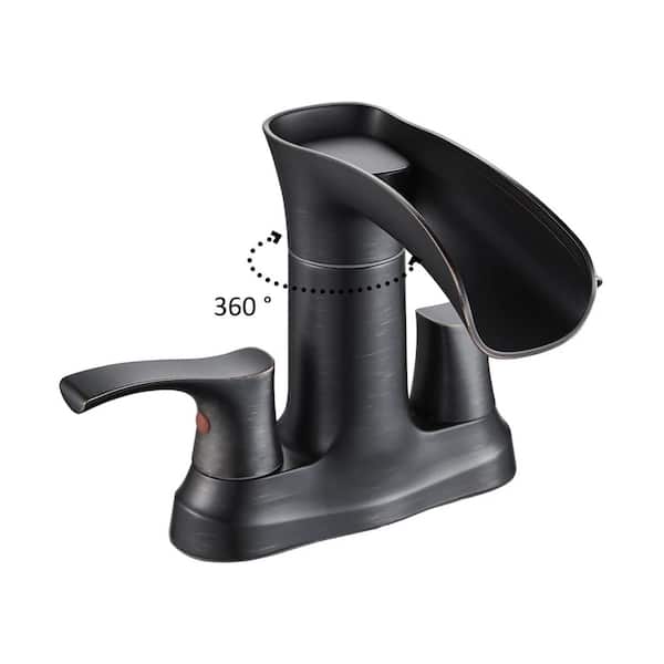 androme 4 in. Centerset Double-Handle High Arc Bathroom Faucet with Valve Included in Oil Rubbed Bronze