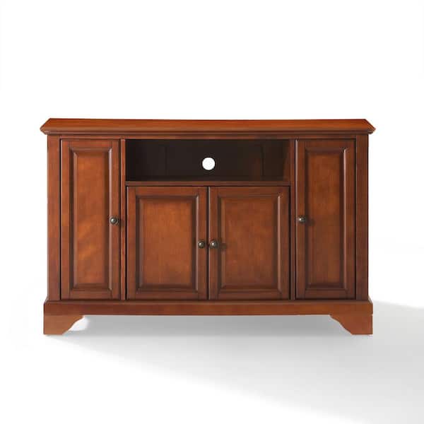 CROSLEY FURNITURE LaFayette 48 in. Cherry Wood TV Stand Fits TVs Up to 50 in. with Storage Doors