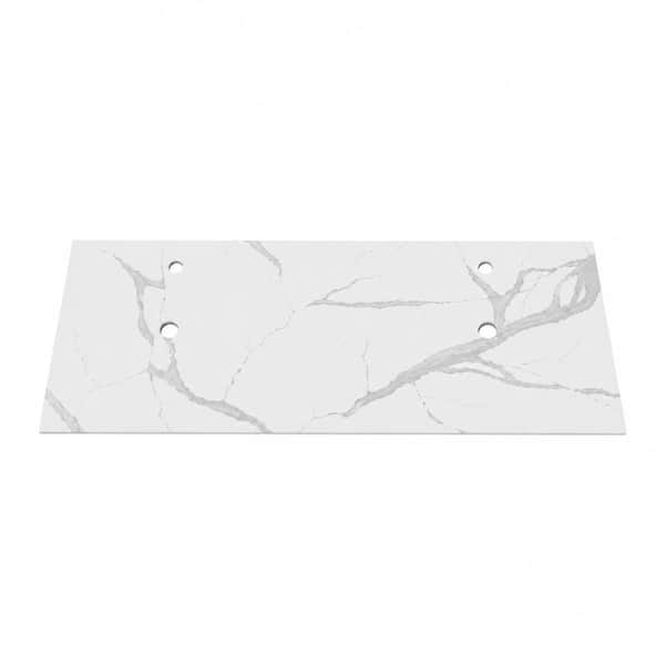 60 in. W x 22 in. D White Carrara Solid Surface Vanity Top for Double Vessel Sinks with Holes