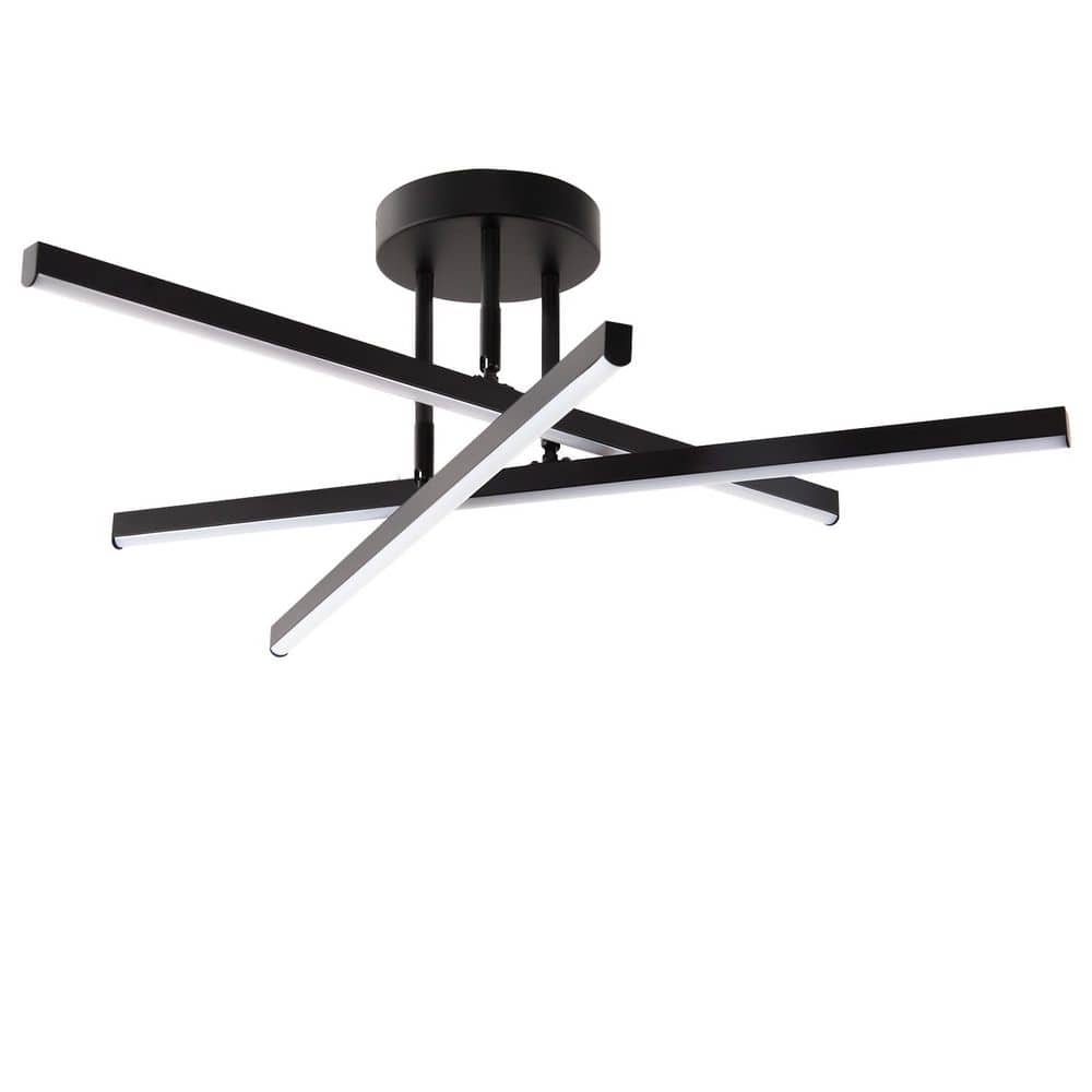 3-Light Black LED Modern Semi-Flush Mount Ceiling Light, 3000 K Sputnik Chandelier for Kitchen, Bedroom price history on PriceWatchPro