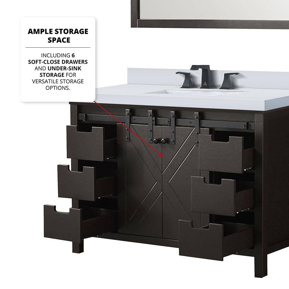 Marsyas 48" Brown Freestanding Vanity Cabinet with Barn Doors