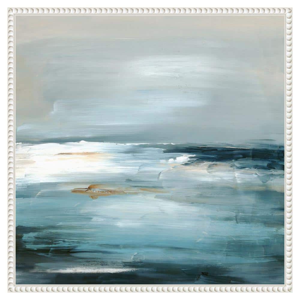22"x22" White Framed Abstract Seascape Canvas Print