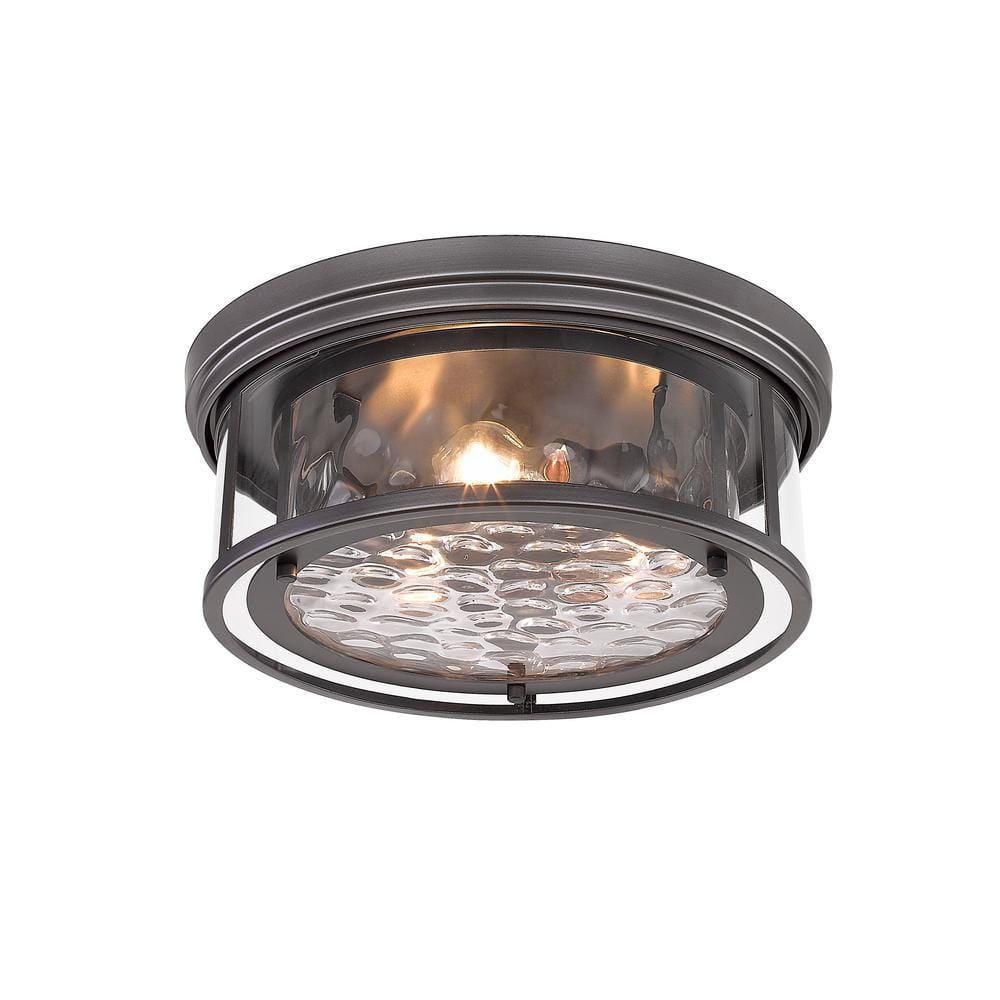 Clarion Transitional Bronze 3-Light Flush Mount with Waterglass Shade
