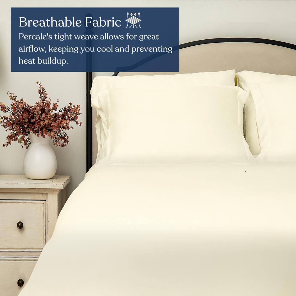 Ivory Twin Organic Cotton Percale Flat Sheet Set
