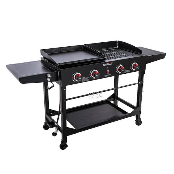 Royal Gourmet GD401C 4-Burner Portable Propane Flat Top GAS Grill and Griddle Combo, Black