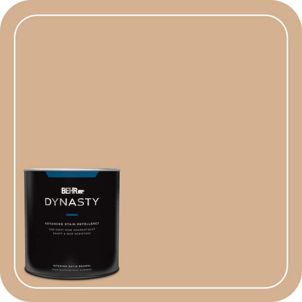 BEHR DYNASTY 1 qt. #MQ2-04 Butterscotch Amber One-Coat Hide Satin Enamel Interior Stain-Blocking Paint & Primer