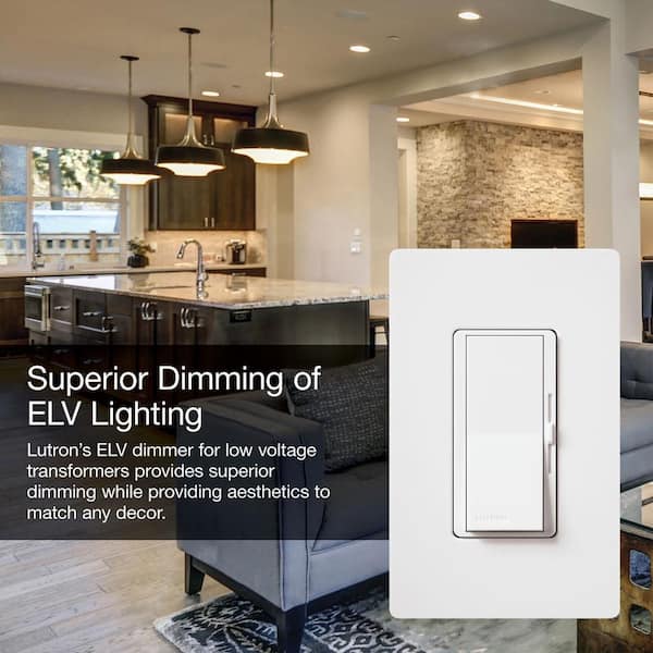 Diva Dimmer Switch for Electronic Low Voltage, 300-Watt/Single-Pole or 3-Way, Black (DVELV-303P-BL)