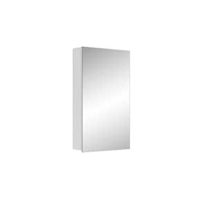 15 in. W x 26 in. H Rectangular Recessed/Surface Mount Beveled Single-Door Bathroom Medicine Cabinet with Mirror,White