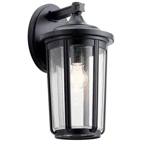 Fairfield 17.25 in. 1-Light Black Outdoor Hardwired Wall Lantern Sconce with No Bulbs Included (1-Pack)