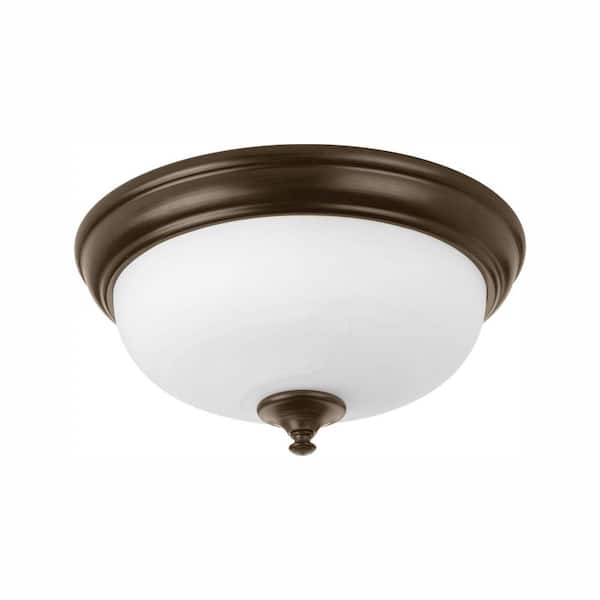 Progress Lighting 13 in. Alabaster Collection 21 -Watt Antique Bronze Integrated LED Flush Mount