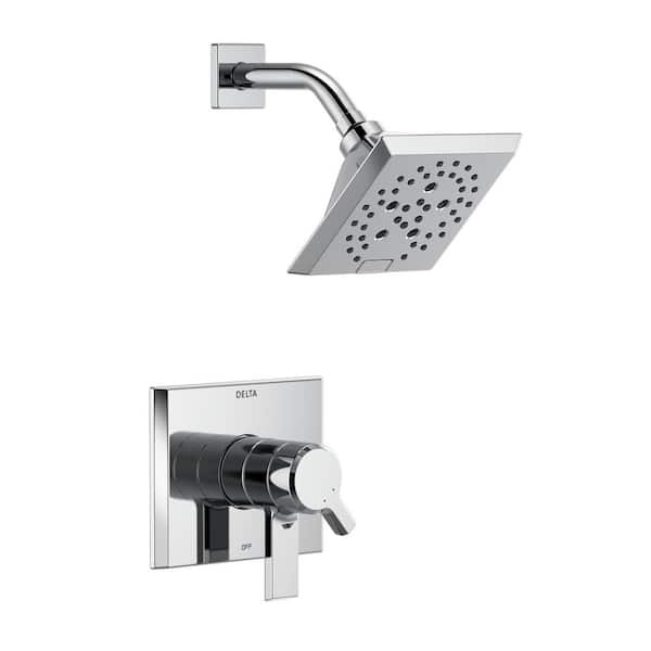 Delta Pivotal 1-Handle Wall-Mount Shower Trim Kit in Lumicoat Chrome with H2Okinetic (Valve Not Included)