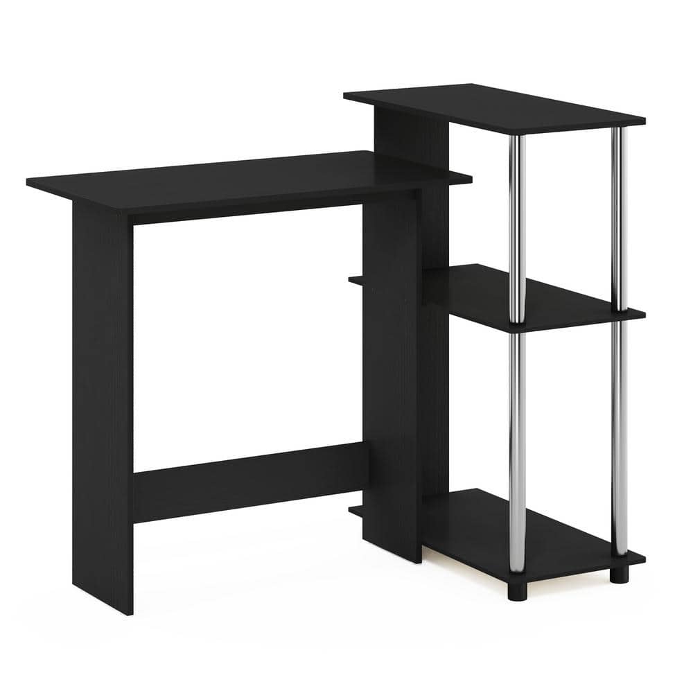 38 in. Corner Americano/Stainless Steel Computer Desk with Open Storage