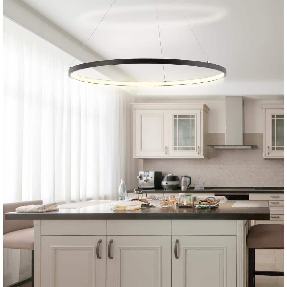 Brice Matte Black 23.75" Integrated LED Modern Drum Pendant