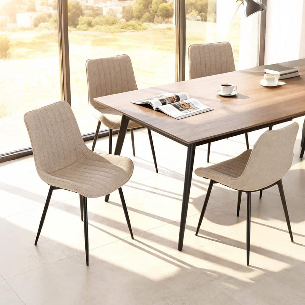 Seth Modern Beige Fabric Dining Chairs with Padded Backrests and Metal Legs, (Set of 4) price history on PriceWatchPro